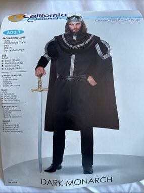 California Costumes Black & Silver Dark Monarch Men’s Tunic and Cape Costume